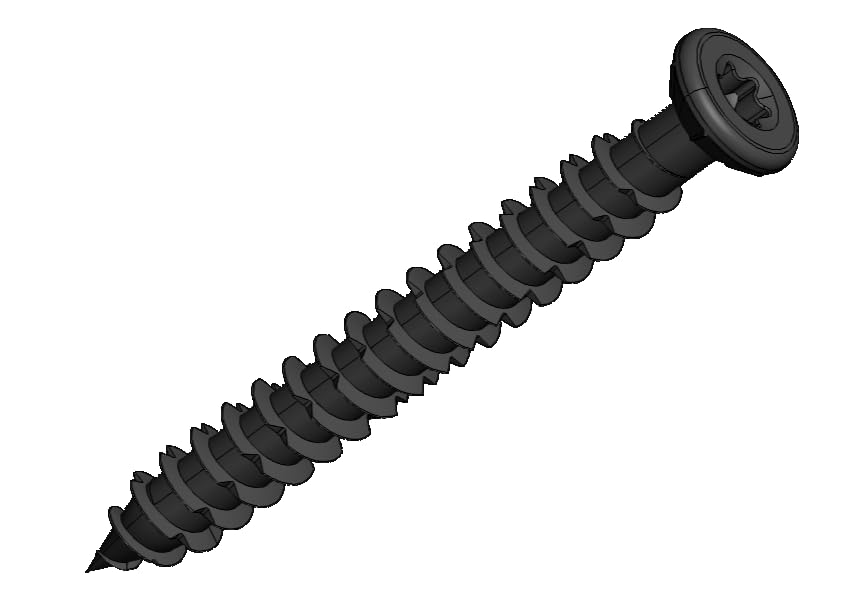 Twister Screws - Black Ruspert-Coated Concrete screws, Ultimate Corrosion Resistance, Countersunk, Easy Installation, Free Torx T30 Bit Included